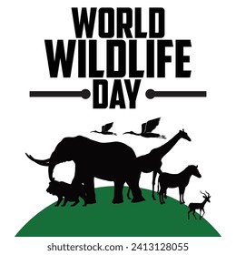 World Wildlife Day on March 3rd to Raise Animal Awareness, Plant and Preserve Their Habitat in Forest in Flat Cartoon Hand Drawn Template Illustration