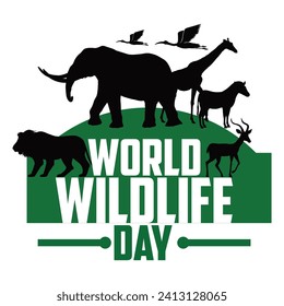 World Wildlife Day on March 3rd to Raise Animal Awareness, Plant and Preserve Their Habitat in Forest in Flat Cartoon Hand Drawn Template Illustration