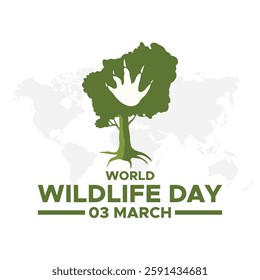 World Wildlife Day Poster,  Group of animals icon. Wildlife Day Poster, March 3. World Wild life Day. March 3rd World Wildlife day celebration banner with  silhouette wild animals.