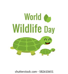 World Wildlife Day. Save the turtles. Vector illustration. Handwritten inscription. Isolated on white background.