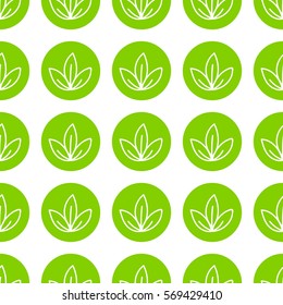 World Wildlife Day tileable background. Vector design element, seamless pattern with with symbols of plants. Green leaves in circles