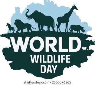 World Wildlife Day typography with animal's silhouette.