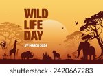 World Wildlife Day Vector Background Design Template