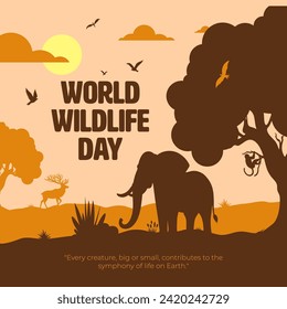 World Wildlife Day Vector Background Design Template