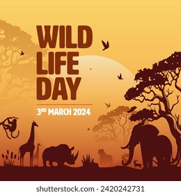 World Wildlife Day Vector Background Design Template