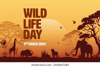 World Wildlife Day Vector Background Design Template