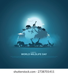 World Wildlife Day Vector Background Design Template.