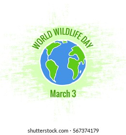 World Wildlife Day. Vector design element. Suitable for souvenir magnet, sticker, poster, banner