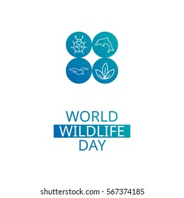 World Wildlife Day. Vector design element. Suitable for souvenir magnet, sticker, poster, banner