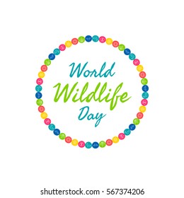 World Wildlife Day. Vector design element. Suitable for souvenir magnet, sticker, poster, banner