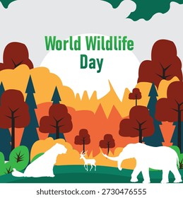 Dia Mundial da Vida Selvagem Ilustração Vetorial Modelo de Cartaz