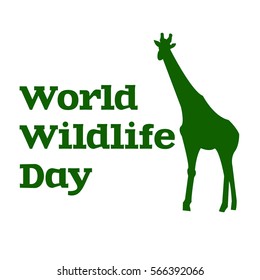 World wildlife day. Vector poster (banner or card template) with giraffe.