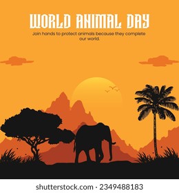 Welttag der wild lebenden Tiere, Vektorgrafik der sozialen Medien