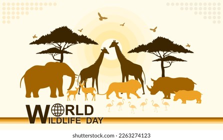 World wildlife day, Wild animals and Natural botanical, Grassland safari, Environment conservation, National park, Sustainable of Ecology concept, Think green nature, Save the planet and Eco friendly.