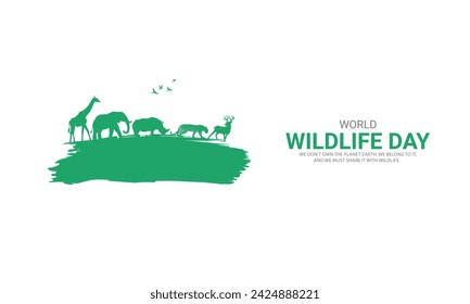 World Wildlife Day, Wild Animals shape wildlife day design for posters, banners, 3D