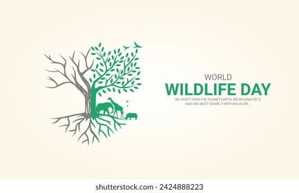 World Wildlife Day, Wild Animals shape wildlife day design for posters, banners, 3D