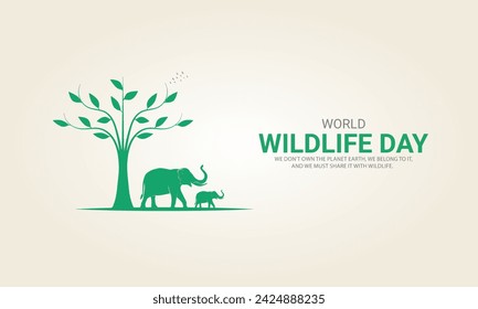 World Wildlife Day, Wildtiere gestalten Wildlife Day Design für Poster, Banner, 3D