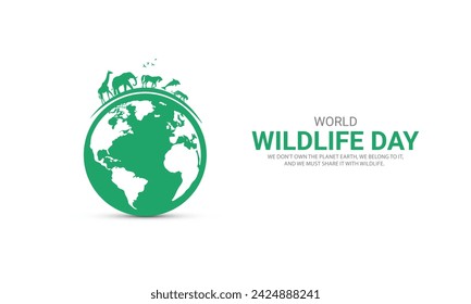 World Wildlife Day, Wild Animals shape wildlife day design for posters, banners, 3D