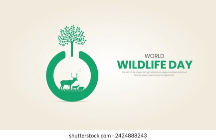 World Wildlife Day, Wild Animals shape wildlife day design for posters, banners, 3D