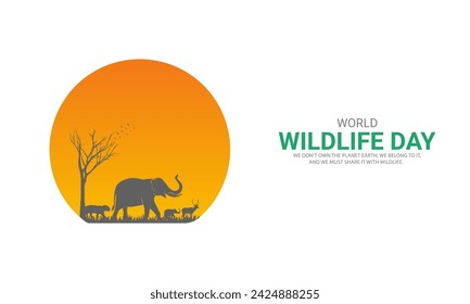 World Wildlife Day, Wild Animals shape wildlife day design for posters, banners, 3D