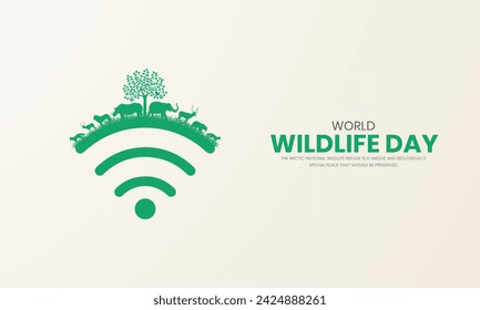 World Wildlife Day, Wild Animals shape wildlife day design for posters, banners, 3D