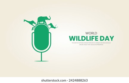 World Wildlife Day, Wild Animals shape wildlife day design for posters, banners, 3D