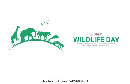 World Wildlife Day, Wild Animals shape wildlife day design for posters, banners, 3D