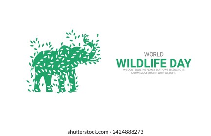 World Wildlife Day, Wild Animals shape wildlife day design for posters, banners, 3D