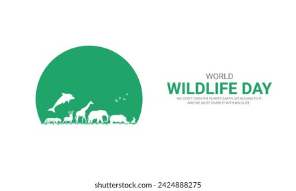 World Wildlife Day, Wild Animals shape wildlife day design for posters, banners, 3D