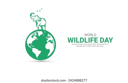 World Wildlife Day, Wild Animals shape wildlife day design for posters, banners, 3D