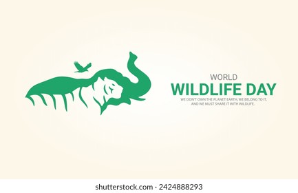 World Wildlife Day, Wild Animals shape wildlife day design for posters, banners, 3D