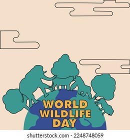 world wildlife design poster social media vector