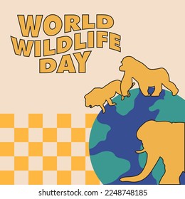 world wildlife design poster social media vector