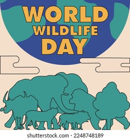world wildlife design poster social media vector