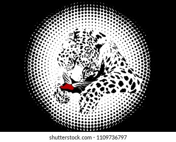  world of wildlife in halftone. leopard. printing on fabric. logos. banners. 