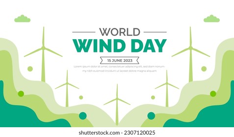 World Wind Day background or banner design template celebrated in June. wind typography and vector illustration.