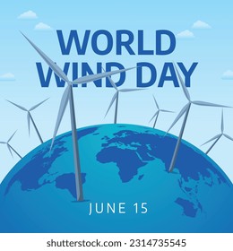 world wind day design template for celebration. world wind day vector design. turbine vector illustration.