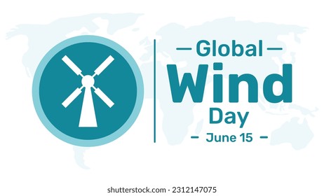 World wind day with propeller icon and blue color in flat design