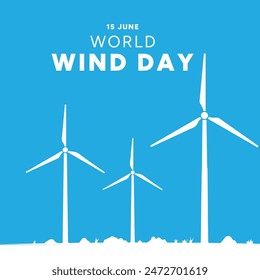 world wind day, wind day with sky blue background concept and wind turbines. eps file. 
