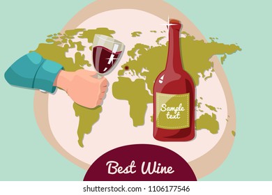 World Wine map. Vector illustration isolated on background.