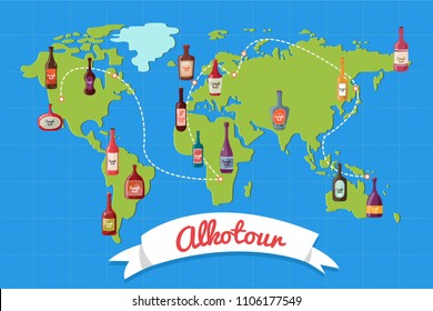 World Wine map. Vector illustration isolated on background.
