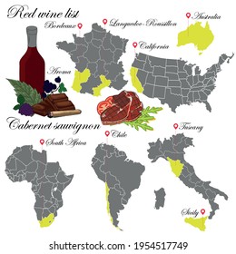 World Wine Regions and Varieties Guide: Sommelier Infographic Cabernet sauvignon