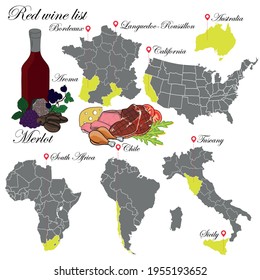World Wine Regions and Varieties Guide: Sommelier Infographic Merlot