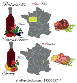 World Wine Regions and Varieties Guide: Sommelier Infographic Cabernet Franc and Gamay
