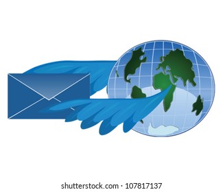 World with wings of letter
