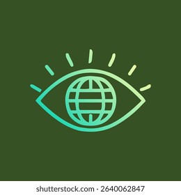 A world within an eye. Icon symbol illustration