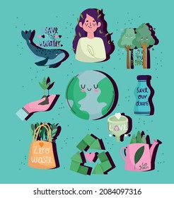 world and woman ecology conscience icons