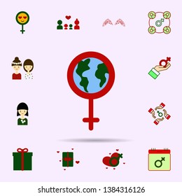 World, woman symbol, feminism color icon. Universal set of 8 march for website design and development, app development