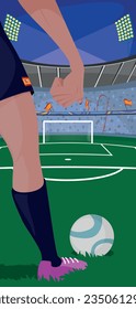 World Women's football championship. Crowded stadium. Spanish girls.