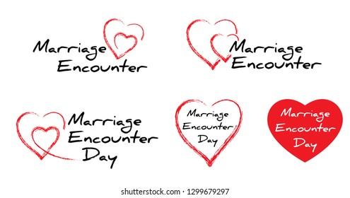 World, Worldwide Marriage Encounter Day, ebruary. Love relationship renew enrich refresh couples couples. Love heart month banner  Fun vector icon sign